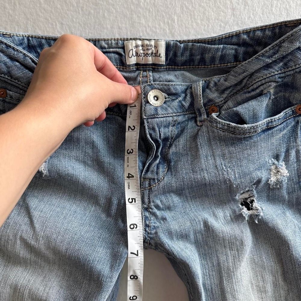 Aeropostale Bayla Skinny Jeans Womens 3/4 Light Wash Low Rise Distressed Y2K - Picture 4 of 8